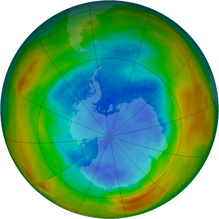 Antarctic ozone map for 06 September 1984